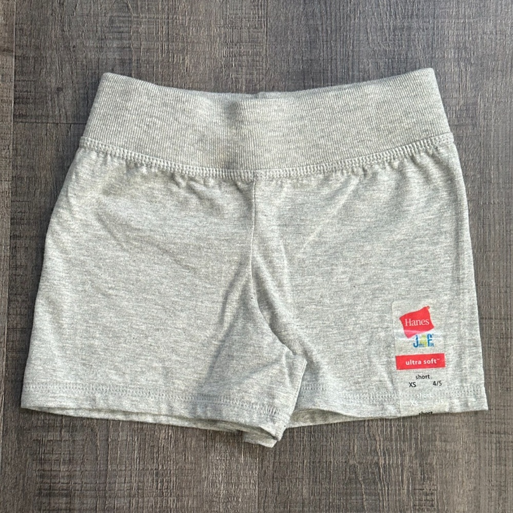 💞 New Hanes Little Kids Size 4 - 5 Gray Knit Athletic Shorts
